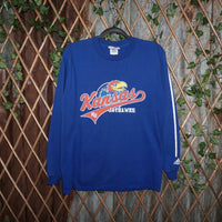 M - Vintage Y2K Adidas T-Shirts kansas jayhawks university - Blue - M