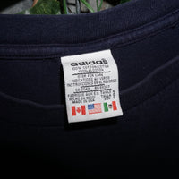 L - Vintage Y2K Adidas T-Shirts trefoil double sided - Blue - L