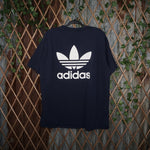 L - Vintage Y2K Adidas T-Shirts trefoil double sided - Blue - L