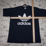 L - Vintage Y2K Adidas T-Shirts trefoil double sided - Blue - L