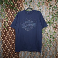 L - Vintage Y2K Harley-davidson T-Shirts flame shadow logo - Blue - L