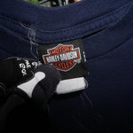 L - Vintage Y2K Harley-davidson T-Shirts flame shadow logo - Blue - L