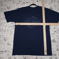 L - Vintage Y2K Harley-davidson T-Shirts flame shadow logo - Blue - L