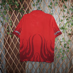 M - Vintage Y2K Dragonfly Shirts flame embroider button - Red - M