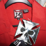 M - Vintage Y2K Dragonfly Shirts flame embroider button - Red - M
