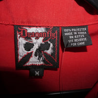 M - Vintage Y2K Dragonfly Shirts flame embroider button - Red - M