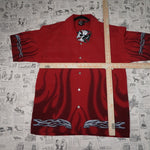 M - Vintage Y2K Dragonfly Shirts flame embroider button - Red - M