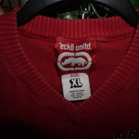 XL - Vintage Y2K Ecko Unltd Sweatshirts embroider rhino knit - Red - XL