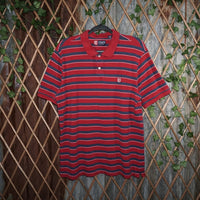 XL - Vintage Y2K Chaps Shirts ralph lauren stripe polo - Red - XL