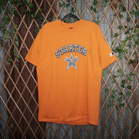 L - Vintage Y2K Starter T-Shirts star logo metallic chrome - Orange - L