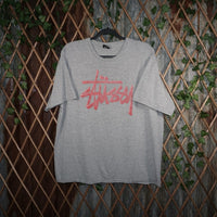 XL - Vintage Y2K Stussy T-Shirts cursive logo skate surf - Gray - XL