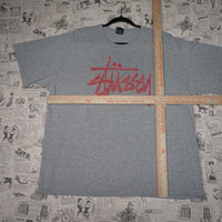 XL - Vintage Y2K Stussy T-Shirts cursive logo skate surf - Gray - XL