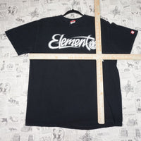 L - Vintage Y2K Element T-Shirts spellout across chest skate - Black - L