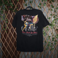 XL - Vintage Y2K American Vintage T-Shirts dan finks faded - Black - XL