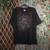 XXL - Vintage Y2K Miami Ink T-Shirts skull cross grunge - Black - XXL