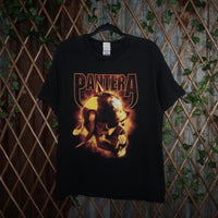L - Vintage Y2K T-Shirts pantera band flame skull metal - Black - L
