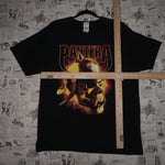 L - Vintage Y2K T-Shirts pantera band flame skull metal - Black - L