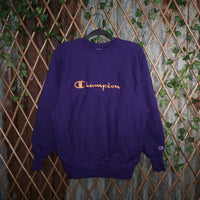 L - Vintage Y2K Champion Sweatshirts reverse weave embroider - Purple - L