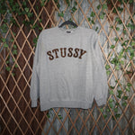 M - Vintage Y2K Stussy Sweatshirts spellout across chest - Gray - M