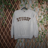 M - Vintage Y2K Stussy Sweatshirts spellout across chest - Gray - M