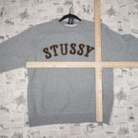 M - Vintage Y2K Stussy Sweatshirts spellout across chest - Gray - M