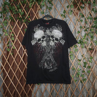 L - Vintage Y2K Miami Ink T-Shirts description skull cross - Black - L