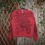 M - Vintage Y2K Famous Hoodies description tattoo style aop - Red - M
