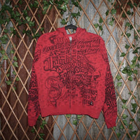 M - Vintage Y2K Famous Hoodies description tattoo style aop - Red - M