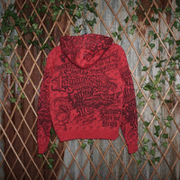 M - Vintage Y2K Famous Hoodies description tattoo style aop - Red - M