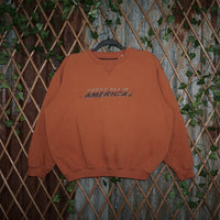 M - Vintage Y2K Perry Ellis Sweatshirts america spell - Orange - M