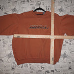 M - Vintage Y2K Perry Ellis Sweatshirts america spell - Orange - M