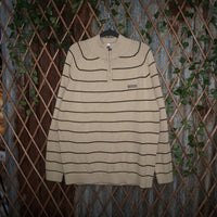XL - Vintage Y2K Softball Sweatshirts quarter zip knitted - Beige - XL