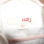 L - Vintage Y2K H2j Jackets Coats quilted zip button line - White - L