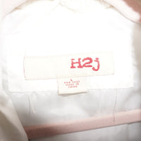L - Vintage Y2K H2j Jackets Coats quilted zip button line - White - L