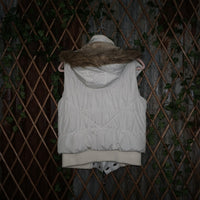 L - Vintage Y2K H2j Jackets Coats quilted zip button line - White - L