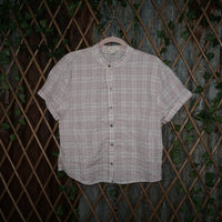 L - Vintage Y2K Passport T-Shirts plaid button women's fem - Pink - L