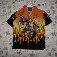 7 - Vintage Y2K American Vintage Shirts flame button shirt - Orange - 7