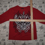 M - Vintage Y2K Top Heavy T-Shirts tribal grunge angel wings - Red - M