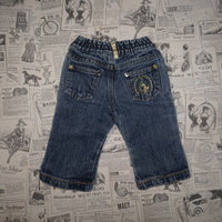 0 - Vintage Y2K Baby Phat Pants embroidered cat logo front - Blue - 0