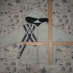 L - Vintage Y2K Indigo Star Hoodies stripe zip puffer hoodie - White - L