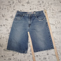 40 - Vintage Y2K Anchor Blue Shorts baggy wide leg faded - 40