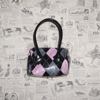 Vintage Y2K Jlo Accessories argyle plaid pattern micro purse - Black Periods And