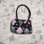 Vintage Y2K Jlo Accessories argyle plaid pattern micro purse - Black Periods And