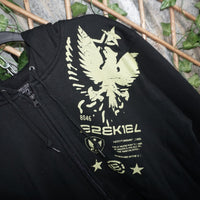 L - Vintage Y2K Ezekiel Hoodies zip heavyweight hoodie eagle - Black - L