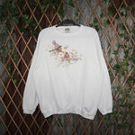 XL - Vintage Y2K American Vintage Sweatshirts flowers birds - White - XL