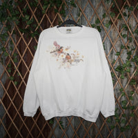 XL - Vintage Y2K American Vintage Sweatshirts flowers birds - White - XL
