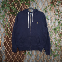L - Vintage Y2K Polo Ralph Lauren Hoodies zip heavyweight - Blue - L