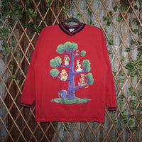 L - Vintage Y2K Disneyland Sweatshirts winnie pooh 100 acre - Red - L