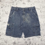 36 - Vintage Y2K Wrangler denim shorts carpenter fade jorts
