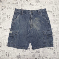 36 - Vintage Y2K Wrangler denim shorts carpenter fade jorts